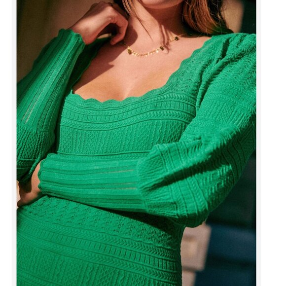 ✨ SALE EUC Sezane Hallie Mini Dress Small Green Knit French Elegant Causal - Picture 3 of 8